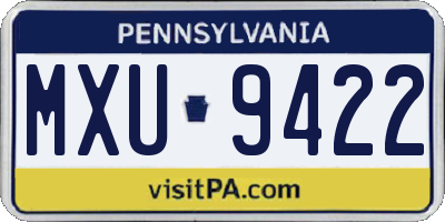 PA license plate MXU9422