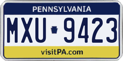 PA license plate MXU9423