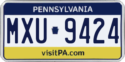 PA license plate MXU9424