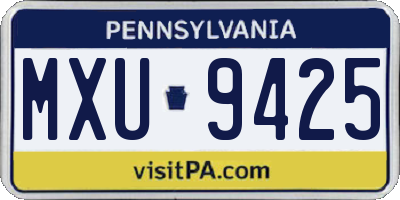 PA license plate MXU9425