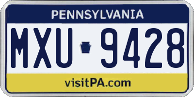 PA license plate MXU9428