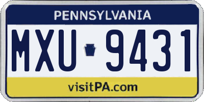 PA license plate MXU9431