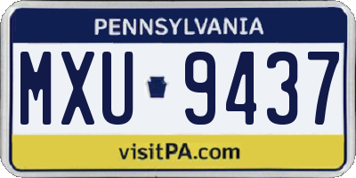 PA license plate MXU9437