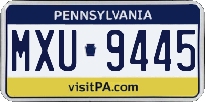 PA license plate MXU9445