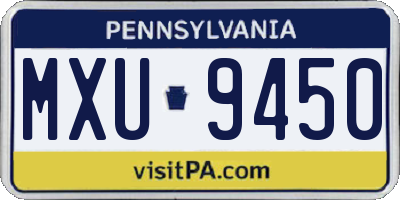 PA license plate MXU9450