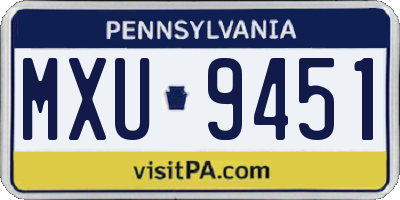 PA license plate MXU9451