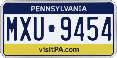 PA license plate MXU9454