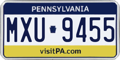 PA license plate MXU9455