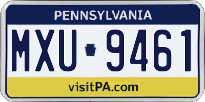 PA license plate MXU9461