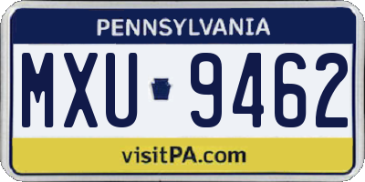 PA license plate MXU9462