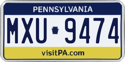 PA license plate MXU9474