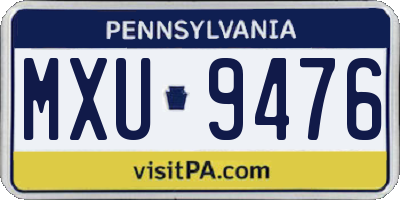 PA license plate MXU9476