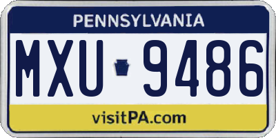 PA license plate MXU9486