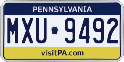 PA license plate MXU9492