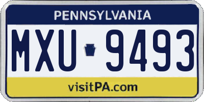 PA license plate MXU9493