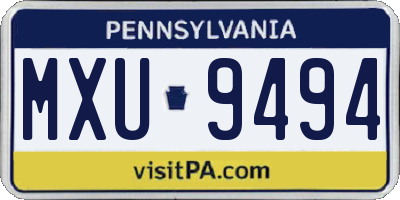 PA license plate MXU9494