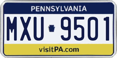 PA license plate MXU9501