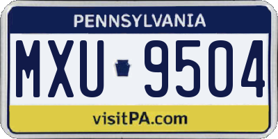 PA license plate MXU9504