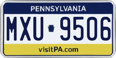 PA license plate MXU9506
