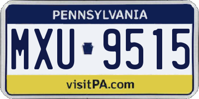 PA license plate MXU9515