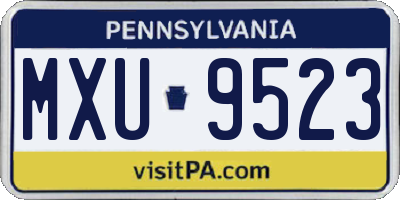 PA license plate MXU9523