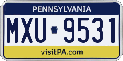 PA license plate MXU9531
