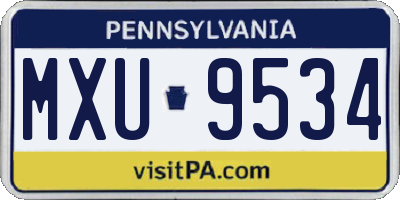 PA license plate MXU9534