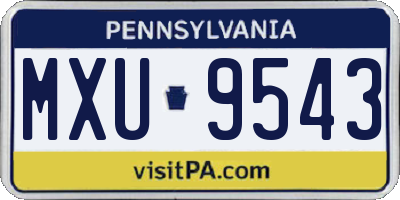 PA license plate MXU9543