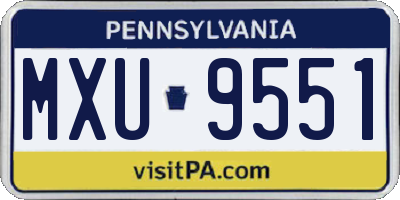 PA license plate MXU9551
