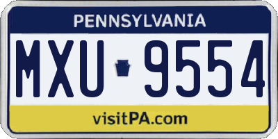 PA license plate MXU9554