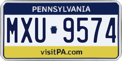 PA license plate MXU9574