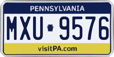 PA license plate MXU9576