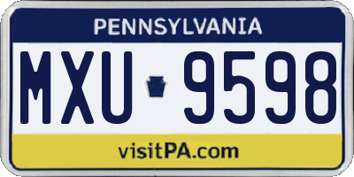 PA license plate MXU9598