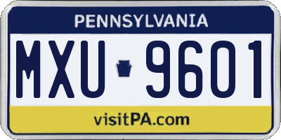 PA license plate MXU9601