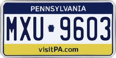 PA license plate MXU9603