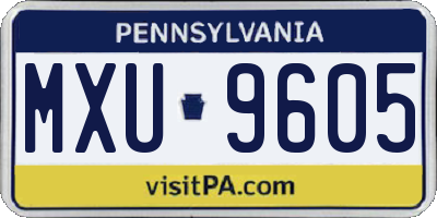 PA license plate MXU9605