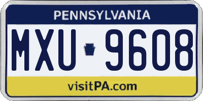 PA license plate MXU9608