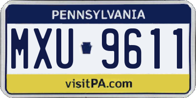PA license plate MXU9611