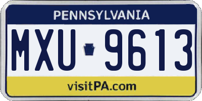 PA license plate MXU9613