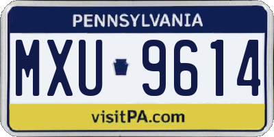 PA license plate MXU9614