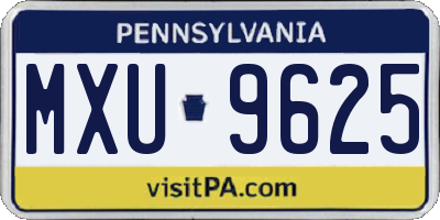 PA license plate MXU9625