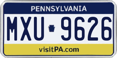 PA license plate MXU9626