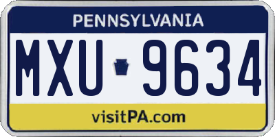 PA license plate MXU9634
