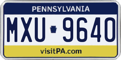 PA license plate MXU9640