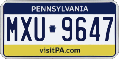 PA license plate MXU9647