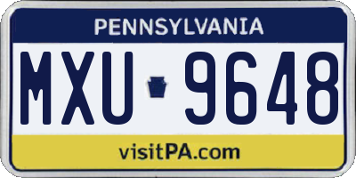 PA license plate MXU9648