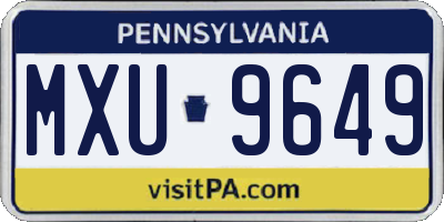 PA license plate MXU9649