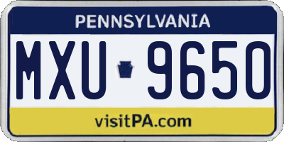 PA license plate MXU9650