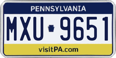 PA license plate MXU9651