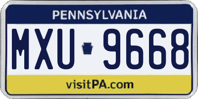 PA license plate MXU9668
